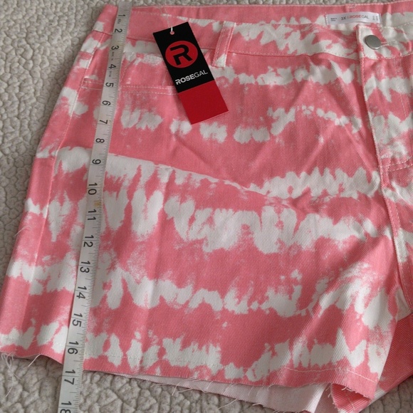 NWT Rosegal 3X/US 20 Pink White Tie Dye Lightweight Denim Distressed Hem… - Picture 6 of 14